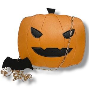 KBW Global Corp. Halloween Orange and Black Pumpkin Jack-o’-lantern Purse Crossb